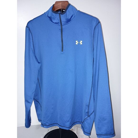UNDER ARMOUR:  Royal Blue 1/4 Zip Sweatshirt (Loose/ColdGear), Men Size L - Picture 1 of 6